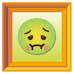 framed picture and nauseated face