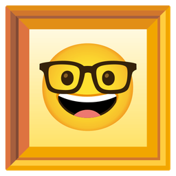 framed picture and nerd face