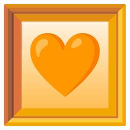 framed picture and orange heart