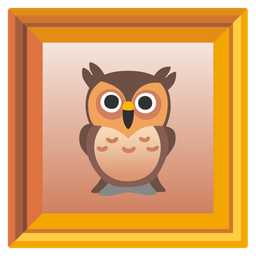framed picture and owl