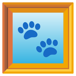 framed picture and paw prints