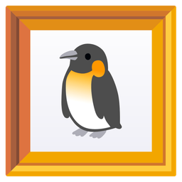 framed picture and penguin