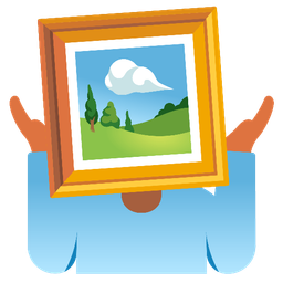 framed picture and person shrugging