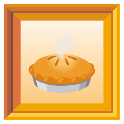 framed picture and pie