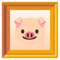 framed picture and pig face