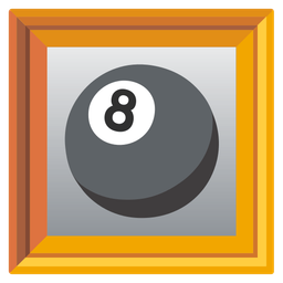 framed picture and pool 8 ball