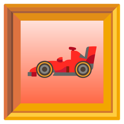 framed picture and racing car