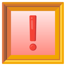 framed picture and red exclamation mark