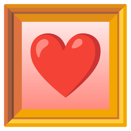 framed picture and red heart