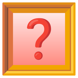 framed picture and red question mark