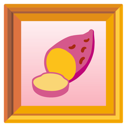 framed picture and roasted sweet potato