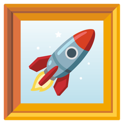 framed picture and rocket