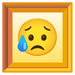 framed picture and sad but relieved face