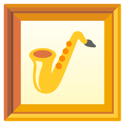 framed picture and saxophone