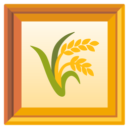 framed picture and sheaf of rice