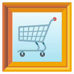 framed picture and shopping cart