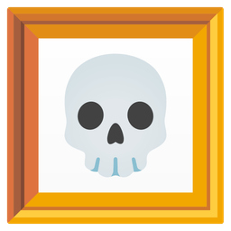 framed picture and skull