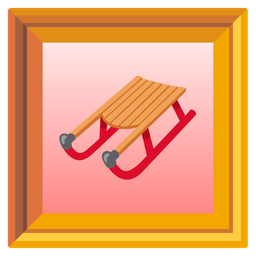 framed picture and sled