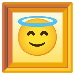 Framed picture and Smiling face with halo
