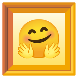 Framed picture and Smiling face with open hands