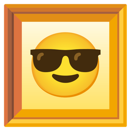framed picture and smiling face with sunglasses