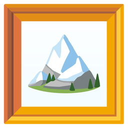 framed picture and snow-capped mountain