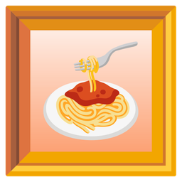 framed picture and spaghetti