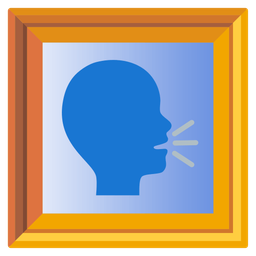framed picture and speaking head