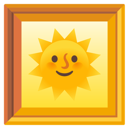 framed picture and sun with face