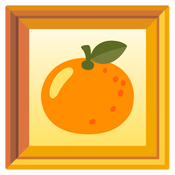 framed picture and tangerine