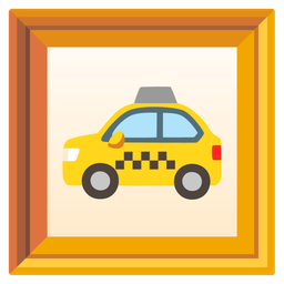 framed picture and taxi