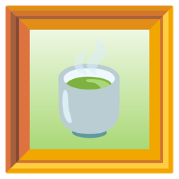 framed picture and teacup without handle