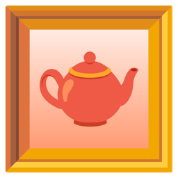 framed picture and teapot