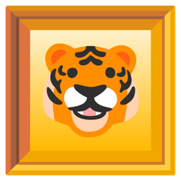 framed picture and tiger face
