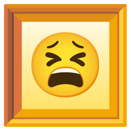 framed picture and tired face