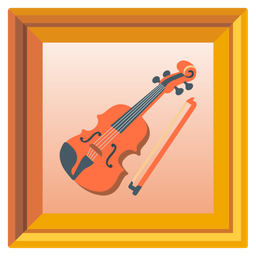 framed picture and violin