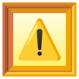 framed picture and warning