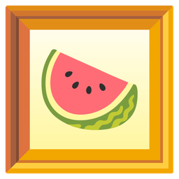 framed picture and watermelon