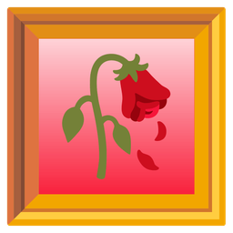 framed picture and wilted flower