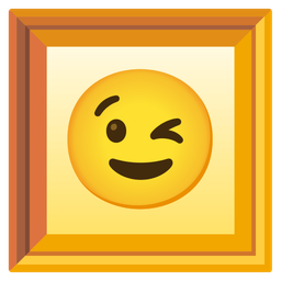 Framed picture and Winking face