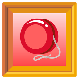 framed picture and yo-yo