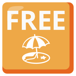 FREE button and beach with umbrella
