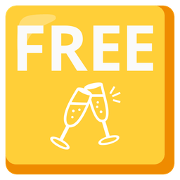 FREE button and clinking glasses