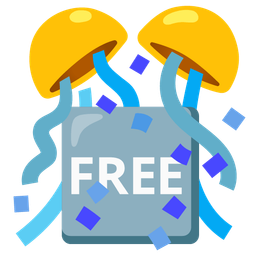 FREE button and confetti ball