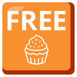 FREE button and cupcake