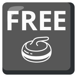 FREE button and curling stone