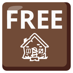 FREE button and derelict house