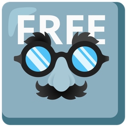 FREE button and disguised face