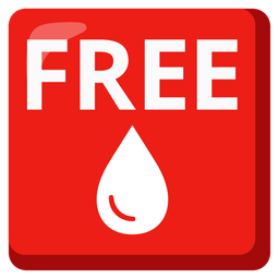 FREE button and drop of blood