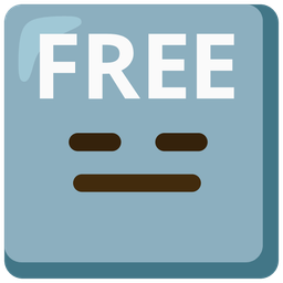 FREE button and expressionless face